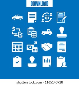 16 contract vector icon set with transaction, clipboard, document and document paper icons for mobile and web