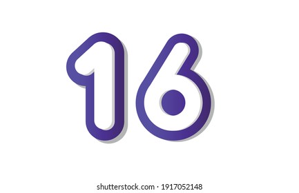 16 Cool Modern Purple 3D Number