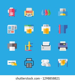 16 copier icons with paper printer and printer in this set