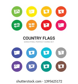 16 country flags vector icons set included france flag, colombia flag, south korea flag, taiwan italy spain germany north korea china thailand georgia icons