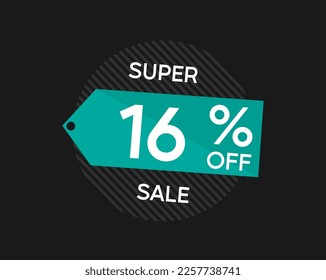 16% coupon discount. Vector price reduction with sixteen percent off.