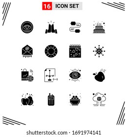 16 Creative Icons Modern Signs and Symbols of mail; candle; cable; wedding; cake Editable Vector Design Elements