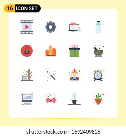 16 Creative Icons Modern Signs and Symbols of food; bottle; setting; chat; online Editable Pack of Creative Vector Design Elements