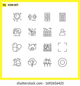 16 Creative Icons Modern Signs and Symbols of human; education; motivation; book; player Editable Vector Design Elements