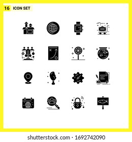 16 Creative Icons Modern Signs and Symbols of sponsor; equity; clock; dollar; travel Editable Vector Design Elements