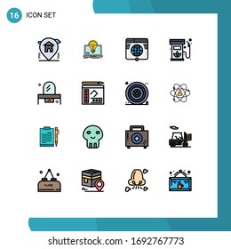16 Creative Icons Modern Signs and Symbols of gas; diesel; file; biodiesel; network Editable Creative Vector Design Elements