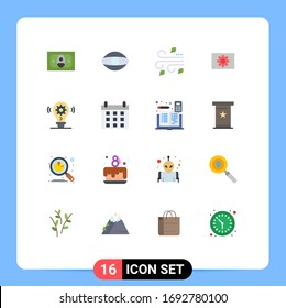 16 Creative Icons Modern Signs and Symbols of gear; bulb; leaves; gear; hardware Editable Pack of Creative Vector Design Elements