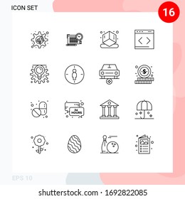 16 Creative Icons Modern Signs and Symbols of creative; gear; cube; website; management Editable Vector Design Elements