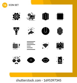 16 Creative Icons Modern Signs and Symbols of sport; hardware; food; gadget; computers Editable Vector Design Elements