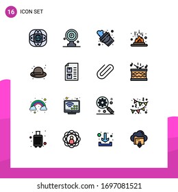 16 Creative Icons Modern Signs and Symbols of laboratory; fire; news target; chemical; firefighter Editable Creative Vector Design Elements