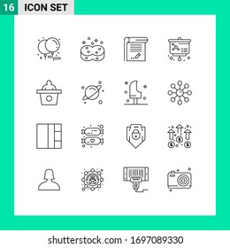 16 Creative Icons Modern Signs and Symbols of presentation; molecule; document; atom; notebook Editable Vector Design Elements