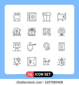 16 Creative Icons Modern Signs and Symbols of ecommerce; halloween graveyard cross; interior; halloween cross; cash Editable Vector Design Elements