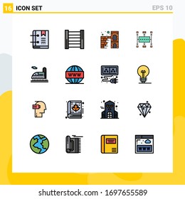 16 Creative Icons Modern Signs and Symbols of train; modern; home; business; workflow Editable Creative Vector Design Elements