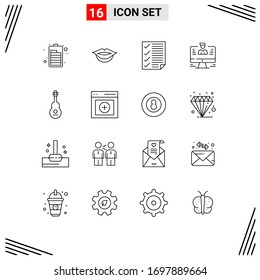 16 Creative Icons Modern Signs and Symbols of music; audio; page; profile; data Editable Vector Design Elements