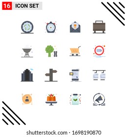 16 Creative Icons Modern Signs and Symbols of cook; travel; timer; suitcase; mail Editable Pack of Creative Vector Design Elements