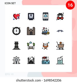 16 Creative Icons Modern Signs and Symbols of stopwatch; father; smartphone; tie; bow Editable Creative Vector Design Elements