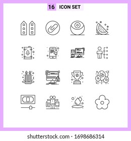16 Creative Icons Modern Signs and Symbols of electric; watermelon; death; sweet; fruit Editable Vector Design Elements