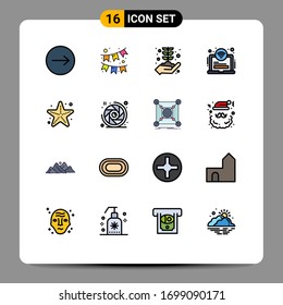 16 Creative Icons Modern Signs and Symbols of starfish; sea; concept; beach; laptop Editable Creative Vector Design Elements