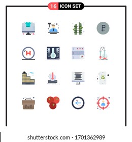 16 Creative Icons Modern Signs and Symbols of clinic; ruble; bamboo; finance; coin Editable Pack of Creative Vector Design Elements