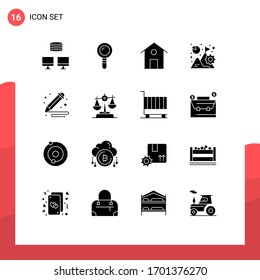16 Creative Icons Modern Signs and Symbols of paint; art; house; mission; graph Editable Vector Design Elements