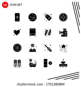 16 Creative Icons Modern Signs and Symbols of love; arrow; tag; heart; badge Editable Vector Design Elements