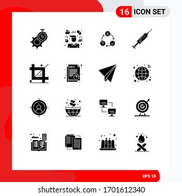 16 Creative Icons Modern Signs and Symbols of vaccine; syringe; consultant; realization; issues Editable Vector Design Elements