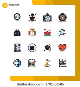 16 Creative Icons Modern Signs and Symbols of transport; chair lift; earthquake; sweet; donut Editable Creative Vector Design Elements