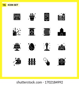 16 Creative Icons Modern Signs and Symbols of processa; design; pencil pot; creative; cell Editable Vector Design Elements
