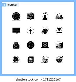 16 Creative Icons Modern Signs and Symbols of no; money; flask; finance; van Editable Vector Design Elements