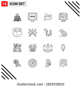 16 Creative Icons Modern Signs and Symbols of face; write; bakery; internet; blog Editable Vector Design Elements