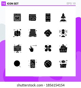 16 Creative Icons Modern Signs and Symbols of mission; ship; fathers day; startup; video Editable Vector Design Elements