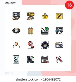 16 Creative Icons Modern Signs and Symbols of face; education; cart; text; browser Editable Creative Vector Design Elements