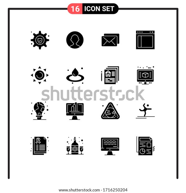 16 Creative\
Icons Modern Signs and Symbols of oil; shinning; message; beach;\
text Editable Vector Design\
Elements