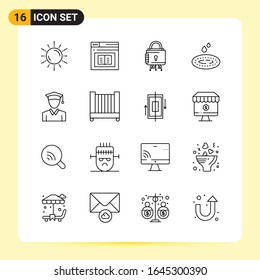 16 Creative Icons for Modern website design and responsive mobile apps. 16 Outline Symbols Signs on White Background. 16 Icon Pack.
