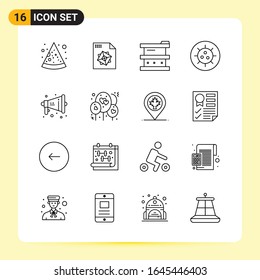 16 Creative Icons for Modern website design and responsive mobile apps. 16 Outline Symbols Signs on White Background. 16 Icon Pack.