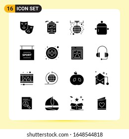 16 Iconos creativos para diseño de sitios web modernos y aplicaciones móviles sensibles. 16 Símbolos de glifo en fondo blanco. Paquete de iconos.