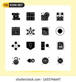 16 Creative Icons for Modern website design and responsive mobile apps. 16 Glyph Symbols Signs on White Background. 16 Icon Pack.