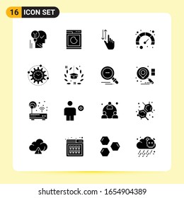 16 Iconos creativos para diseño de sitios web modernos y aplicaciones móviles sensibles. 16 Símbolos de glifo en fondo blanco. Paquete de iconos.