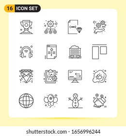 16 Creative Icons for Modern website design and responsive mobile apps. 16 Outline Symbols Signs on White Background. 16 Icon Pack.