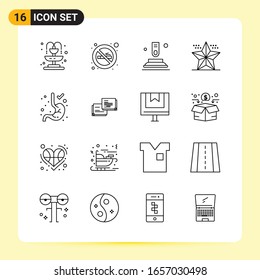16 Iconos creativos para diseño de sitios web modernos y aplicaciones móviles sensibles. 16 Símbolos de esquema Señales sobre fondo blanco. Paquete de iconos.