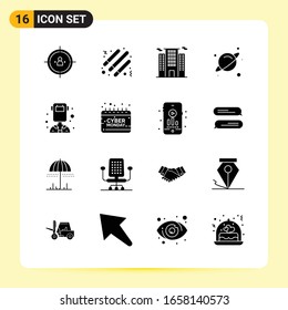 16 Iconos creativos para diseño de sitios web modernos y aplicaciones móviles sensibles. 16 Símbolos de glifo en fondo blanco. Paquete de iconos.