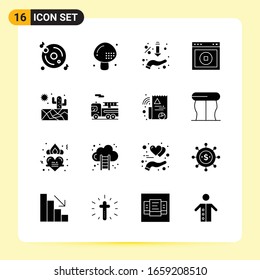 16 Creative Icons for Modern website design and responsive mobile apps. 16 Glyph Symbols Signs on White Background. 16 Icon Pack.