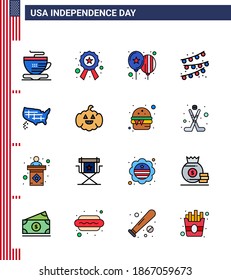 16 Creative USA Icons Modern Independence Signs and 4th July Symbols of usa; states; celebrate; map; party decoration Editable USA Day Vector Design Elements