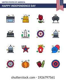 16 Creative USA Icons Modern Independence Signs and 4th July Symbols of music; drum; imerican; holiday; celebration Editable USA Day Vector Design Elements