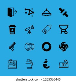 16 dark icons with study desk with lamp and grill in this set