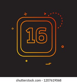 16 Date Calender icon design vector