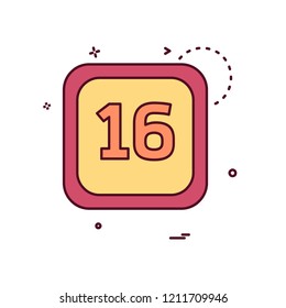 16 Date Calender icon design vector