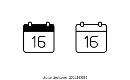 16 Diseño de icono de fecha con ilustración de fondo blanco
