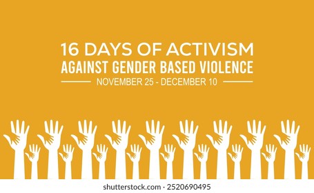 16 Days of Activism against gender based violence is observed every year on November. Medical Healthcare Awareness concept. background, placard, banner template Vector illustration design.