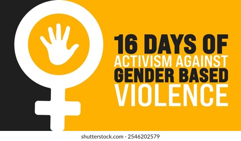 16 Days of Activism against gender based violence background, banner or poster design template. observado todos os anos em dezembro. Conceito de férias. Use para qualquer modelo, cartão, cartaz, cartaz, modelo.